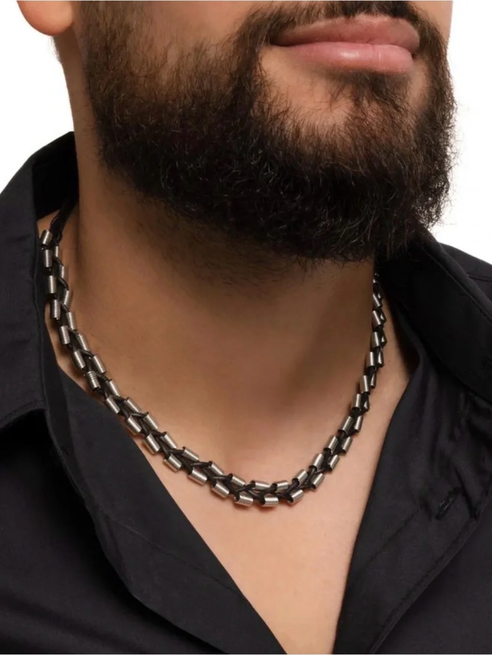 Men's Double Strand Gunmetal Necklace